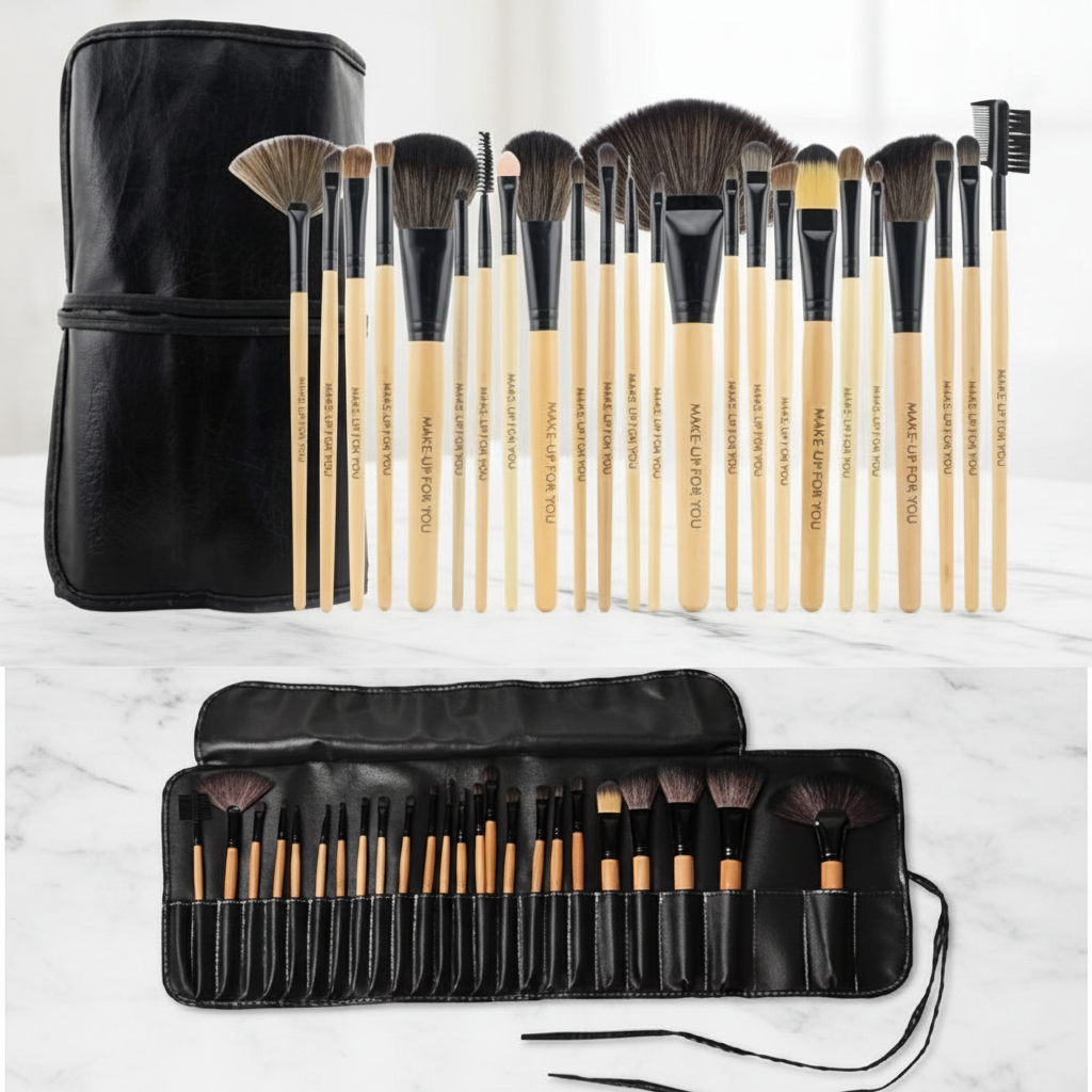 Makeupbørstesæt med 24 dele – Komplet kunstnersamling | Bristle & Bloom