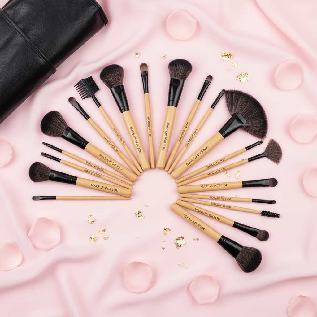 Makeupbørstesæt med 24 dele – Komplet kunstnersamling | Bristle & Bloom